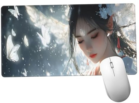 Hada Alfombrilla Ratón 600x300x3mm Alfombrilla Raton XXL con Base de Goma Antideslizante, Accesorios Gaming Mariposa, Ordenador Gamer Regalos, Mouse Pad Gaming Mejora La Precisión Y La Velocida Y1476