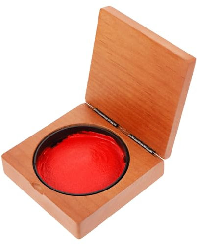 Angoily Holz Stempelkissenbox Tragbar 10x10x3,6cm Aufbewahrungsbox Hölzerne Siegelverpackung Für Kalligrafie Und Heimwerker