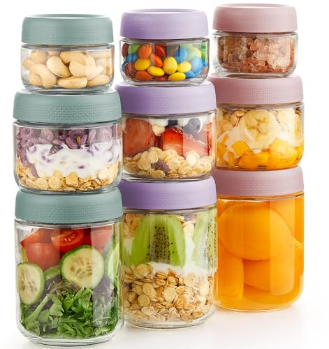 9 Pack Glass Mason Jars with Airtight Lids, Large & Small 16oz, 10oz, 4oz for Meal Prep and Food Storage