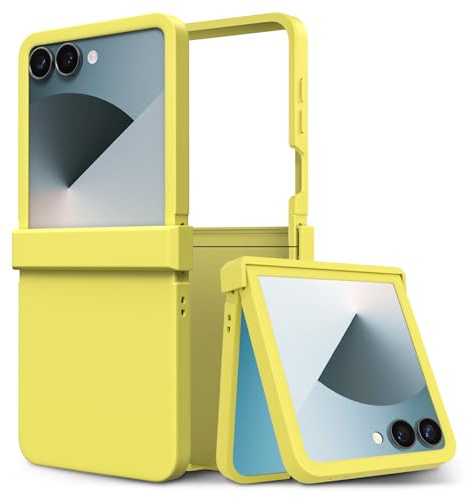 ZCDAYE Case for Samsung Galaxy Z Flip 7, Silky Touch Foldable Flip Phone Case, Shockproof Protective Cases Solid Color Phone Cover for Samsung Z Flip 7, Yellow