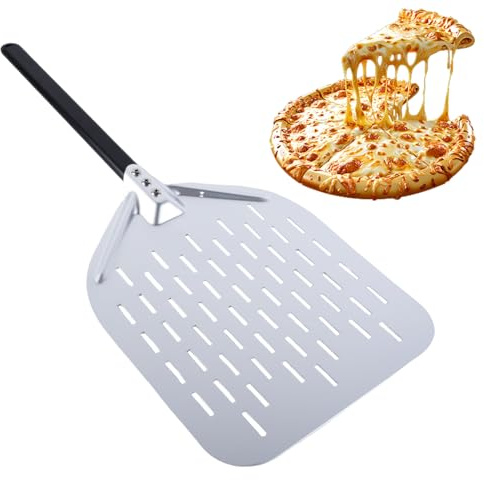 Haayymo 12 Inch Pizza Peel Aluminium Pizza Paddle with Foldable Handle, Lightweight Metal Pizza Shovel for Oven, Grill & Wood Fired Pizza, Non-Stick Sliding Pizza Peel Tool