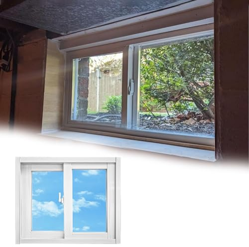 Aluminum Frame Household Shed Window, Basement Garages Window Replacement with Clear Tempered Glass and Screen, for Houses/Bathroom/Basement/Outdoor Showers(White,25x17in/64x43cm)