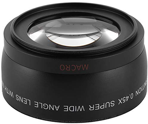 Tbest Obiettivo Grandangolare e Macro Aggiuntivo per Fotocamera 0,45X con Diametro del Filtro di 55 Mm, Costruzione in Lega di Vetro Ottico da 2,2 Pollici,