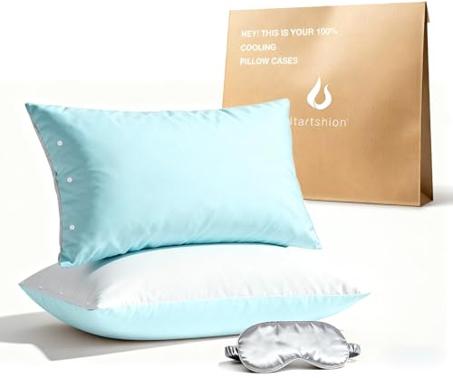 Itartshion Kühlende Kissenbezüge Queen-Size 2er-Set, Qmax >=4,5, kühlende Kissenbezüge für heiße Schläfer, kühle Kissenbezüge mit Umschlagverschluss, Geschenke, Dunkelgrau, 2 Stück (01 - Hellgrau)