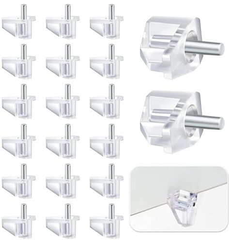 50 Pcs 5mm Shelf Support Pegs, Support Cabinet Shelf Pins, Clear Stainless Steel &Plastic Replacement Peg, Cabinet Shelves Supports Pins for Kitchen Furniture Book Shelves Locking Pins