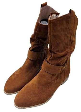 Bota Media Caña Mujer Bota De Invierno Para Mujer, Botas De Invierno, Boots De Nieve, Botin De Planas, Zapatos De Nieve, Botas De Camperas Caña Ancha Estrecha Planas De Tacon Mujers