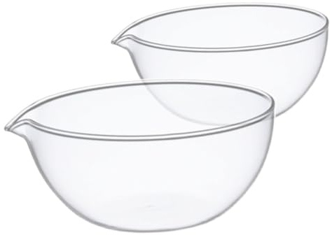 Toyvian 2Pcs Heat-Resistant Glass Bowls Multipurpose Baking and Serving Dishes for Hot-Pot Dip Sauce Clear Mini Prep Bowls for Salad Fruit and Dessert in Home Kitchen