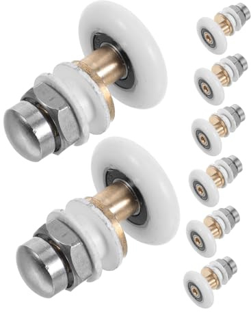 TOBBOMEY 8Pcs Shower Door Rollers Replacement Nylon Shower Door Wheels Waterproof Smooth Pulley Runners Silent Bathroom Glass Door Hanging Wheels for Sliding Door Repair Parts