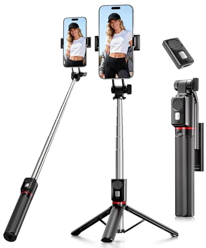 Palo Selfie y Trípode para Móvil, 130cm Tripe Telemovel Portátil con Mando a Distancia, Compatible con iPhone/Android