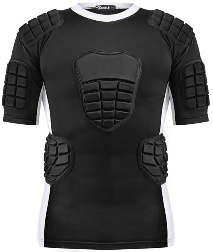 Zicac Maglia da Uomo Imbottita Compressione con Protezione Antiurto, Maniche Corte Maglia Sportiva Equipaggiamento Protettivo Pettorale Protezioni per Esterni/Fitness/Calcio/Basket/Sci/Rugby