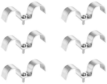 sourcing map 6 Set Double Line Clamp 25mm / 1.0 Inch 304 Stainless Steel Fuel Lines Clips M-Type Pipe Strap for Brake Fuel Lines Tubes Wire Pipe Cord Installation, Silver