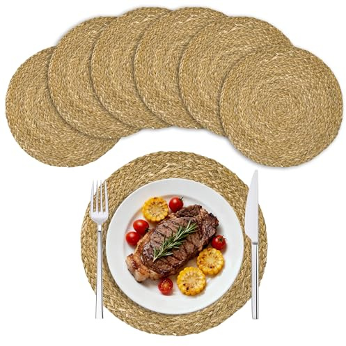 Tischset Rund Geflochten, 6er Set Ø30cm, Platzsets für Küche & Esstisch