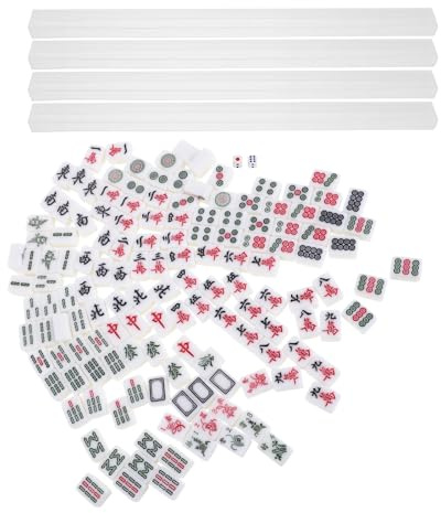 BESTOMZ Juego de Mahjong Compacto de Viaje 20 Mm Miniatura, Set Portátil con 144 Fichas y 4 Palillos Tamaño Pequeño, Material Duradero para Entretenimiento en Fiestas y Reuniones