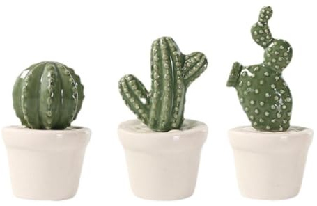 Generico Piante Succulente Artificiali in Ceramica, 3 Pezzi in Vaso, Decorazione da Tavolo per Ufficio e Casa, Stili Multipli Inviati Casualmente Stili multipli