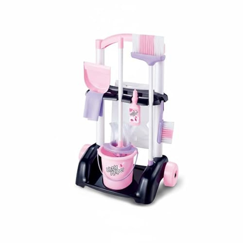 Amagogo Children Cleaning Playset Pretend Housekeeping Trolley Set With Broom Mop Dustpan Bucket Material Encourages Responsibility Suitable for Home Classroom Play Area, 66732 SET