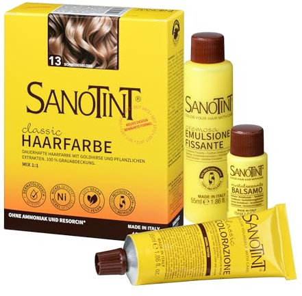 Sanotint - Haarfarbe Classic Nr. 13 Schwedenblond - Naturnahe dauerhafte Haarfarbe mit Goldhirse und wertvollen pflanzlichen Extrakten – 100% Grauabdeckung – vegan - 125 ml