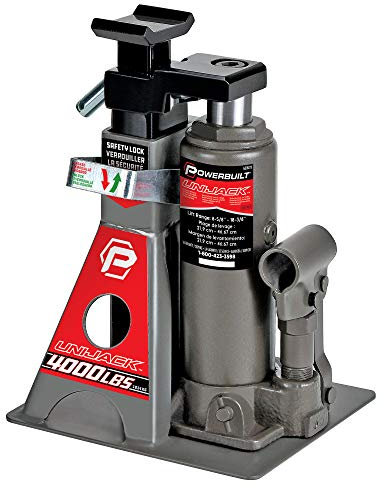 Powerbuilt 2 Ton UniJack Combination Hydraulic Bottle Jack/Jackstand in 1 Unit, Compact, Portable, Wide Base, for Unibody Sedans, CUVs, SUVs, Cars, 620470
