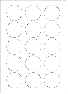 MADE IN GERMANY 75 Etiketten selbstklebend rund 50 mm weiß permanent klebend auf Bogen A4 (5 Bögen x 15 Etik.) CS Label – Universaletiketten zum Beschriften und Bedrucken