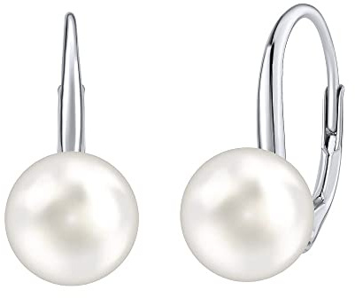 SILVEGO Damen Ohrringe aus 925 Sterling Silber mit weißer, schwarzer oder rosa Perle Swarovski Crystals