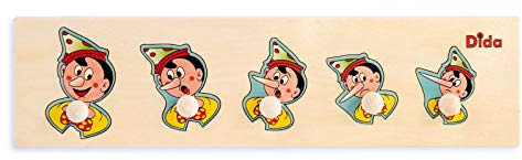 Dida - Pinocchio, Holzpuzzle für Kinder 2 bis 3 Jahre, Bildungs- und Lernspiele, Erste Montessori-Steckspiele, Geschenk für Feinmotorik Lernspielzeug