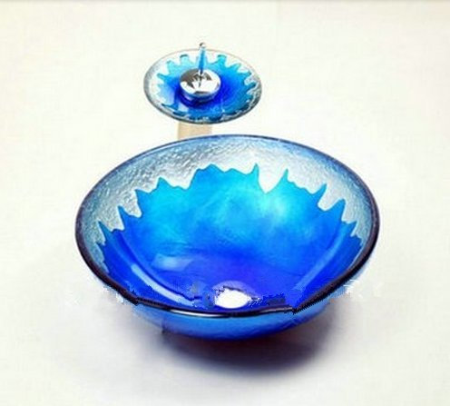 GOWE Perfect Victory Hand Paint Vessel Washbasin Tempered Glass Sink Brass Faucet