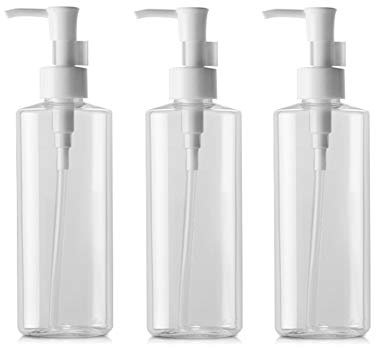 Flaconi ricaricabili in plastica trasparente con dosatore per cosmetici, per lozione, crema, olio detergente, da viaggio, 50ml / 100ml / 120ml / 150ml / 200m, confezione da 3