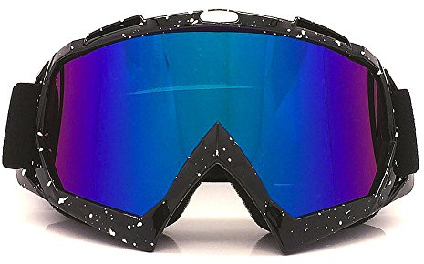 FALAMKA Motorradbrille Skibrille mit UV-Schutz kratzfest winddicht staubdicht unisex für Aktivitäten im Freien Skifahren Radfahren Klettern Reiten farbenfrohe Linse Schwarz