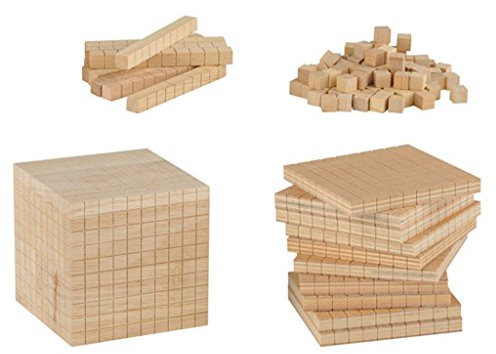 Wiemann Lehrmittel Würfelsatz-Zehnersystemsatz aus Holz im Holzkasten, Dezimalrechensatz, Dienes-Material