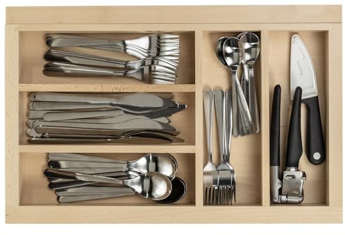 GTV - Schubladeneinsatz CUSTOMI für Küchenschubladen | Nützlicher Besteckeinsatz fur Küchen - Besteckkasten für Schubladen | für Schubladenbreite 400-600 mm und Schubladentiefe 500 mm