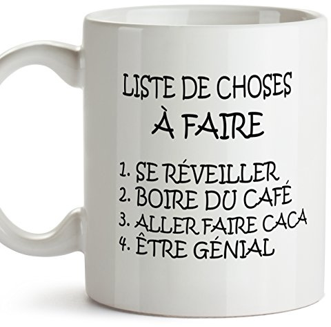 Mugffins Mug - Liste de Choses à Faire - to do List - Tasse pour Le Petit-déjeuner Originale et Amusante avec Un Message Rigolo. Cadeau pour amies ou à Offr