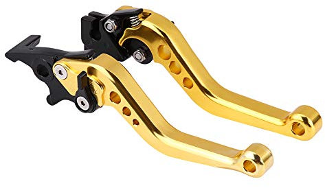 Keenso 2pcs Leviers D'embrayage, Embrayage De Frein Maître-Cylindre Leviers de Freins Moto Universels en Alliage d'Aluminium(Yellow)