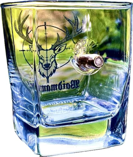 Jäger Geschenke-Glas mit realem Geschoß & Waidmannsheil Gravur | Personalisierte Geschenke für Männer