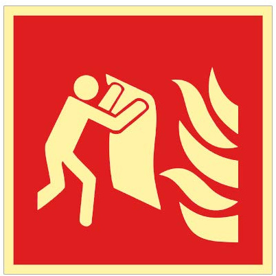 Feuerlöschdecke Kunststoff nachleuchtend selbstklebend 200 x 200 mm