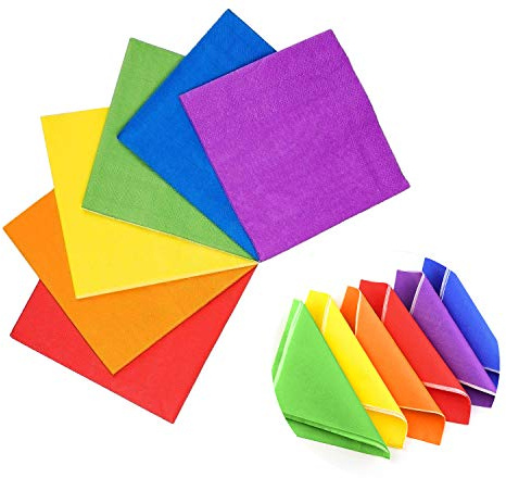 ZAWTR Papierservietten, 120 Stück Regenbogen-Cocktail-Mittagessen-Getränkeservietten, farbige quadratische 2-lagige Partyservietten aus Papier, ideal für Geburtstag, Hochzeit, Rot/Orange/Grün/Gelb/Lil
