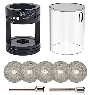 3mirrors ALUMINUM Aiguiseur d'électrodes en tungstène Tête de meulage TIG Outil de soudage 24 guides avec boîtier à poussière, rainure Cut-Off, décalage multi-angle, 2 mandrins CNC, 5 roues diamantées