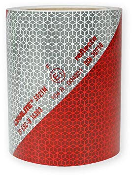 reflecto Kfz-Warnmarkierung als Meterware - rechtsweisend, 141mm | rot-weiß nach DIN 30710 und selbstklebend – hergestellt aus Orafol ORALITE 5921M