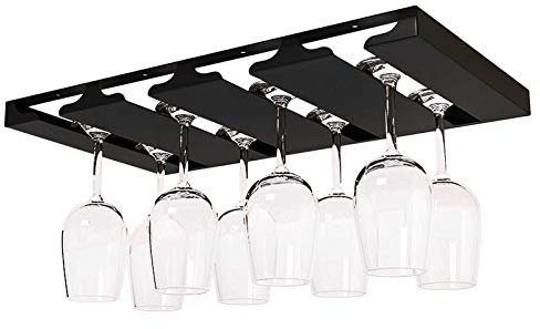 Wine Glass Racks Wall Mounted Under Shelf Storage Glassware Rack Holder Under Cabinet Cup Hanger Metal Hanging Stemware Racks Black