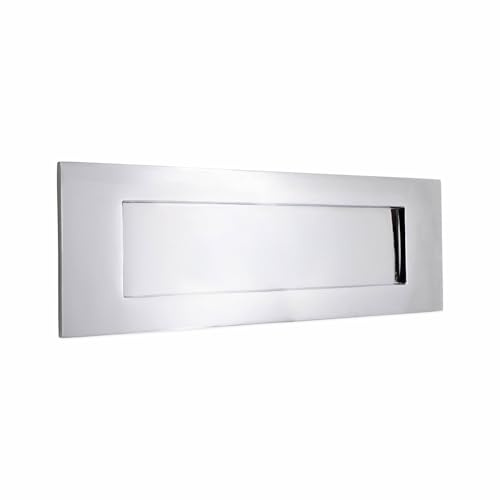 Infinity Decor Solid Brass Victorian 300mm Sprung Postal Box Letter Plate in Polished Chrome - Ideal for Internal and External Doors