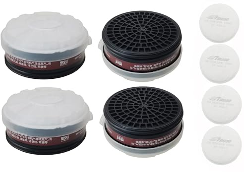 LDY-3 P-A-1 Filter Cartridge Against Organic Vapors and Dust for Respiratory Protection,Screw Type,4 Packs Filter Cartridges Sets and Plus 4 Pcs Filter Element