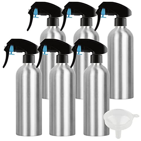 ZEOABSY 6 Piezas Pequeño 500ml Spray de Aluminio Plata Botella de Spray Vacía con Pulverizador Negro de Niebla Fina Atomizador para Limpieza, Cabello, Plantas, Flores, Peluqueria Cosmético, Viaje