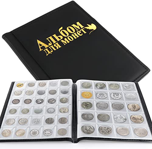 TsunNee Album per collezione di monete, 250 tasche, copertina in pelle, per collezionisti di monete