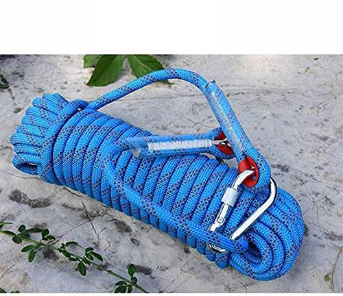 12mm 10/20 / 30m Corde d'escalade avec Crochet de sécurité Haute résistance de Secours échappement d'échappement Corde de Sauvetage Sauvetage Outil de Survie en Plein air Corde d‘Escalade