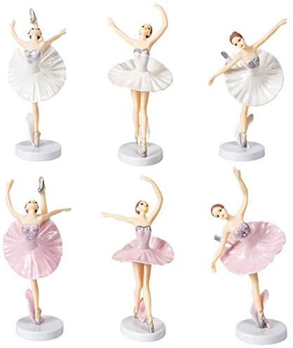 HomeSoGood 6 Stück tanzende Ballerina-Mädchen-Kuchendekoration, Ballett-Mädchen-Figur, Geburtstagszubehör, Hochzeitstorten-Dekoration