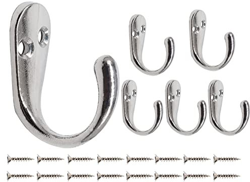 Mokife Patere Murale Simple, 6 Crochets Muraux Chromé Antique Lourd Crochet Porte Manteau pour Suspendre des Vêtements Vestes Peignoirs Serviettes Chapeaux Clés Sacs Tasses, Argent