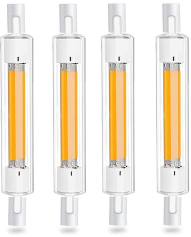 R7S LED 118mm Dimmbar,30W R7S LED Ersatz für 300W Halogenstab 118mm,R7S LED COB Glühbirne Warmweiß 3000K 2000LM,360°Abstrahlwinkel,Kein Flackern,4er Pack