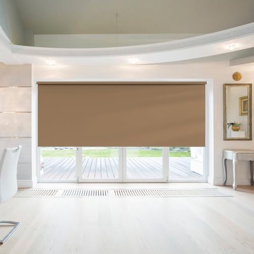 Verdunkelungsrollo 90 x 220 cm, Blickdicht Sichtschutz Sonnenschutz, Verdunkelnd Rollos, Klemmfix ohne Bohren, für Fenster und Tür, Taupe