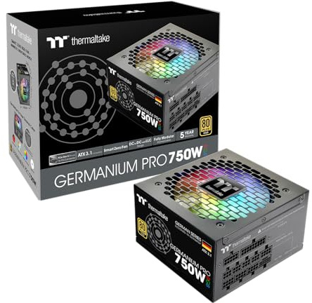 Thermaltake Germanium Pro 750W Netzteil | RGB | ATX 3.1 | Gen 5.1 12V-2x6 Anschluss | ultraleise Smart-Zero-Funktion | 80Plus Gold | Modular