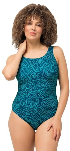 Ulla Popken, Traje de baño Alice Softline Lines para Mujer, Tallas Grandes, Azul, 54-56