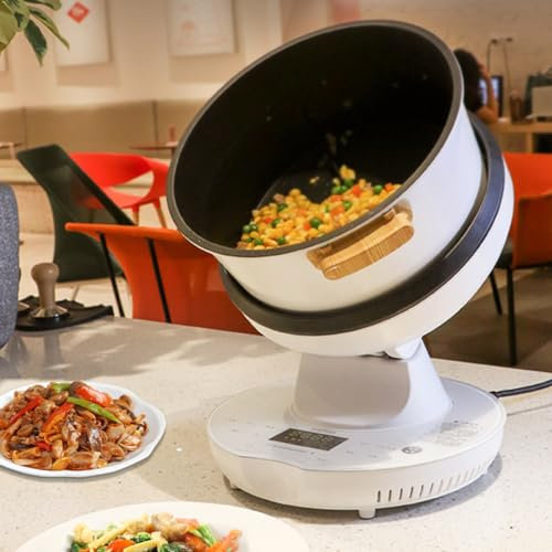 TAHALI Máquina de cocción automática Completa, Cocina de Comida eléctrica, máquina Multifuncional para Platos, máquina para freír sartén Antiadherente, velocidades Ajustables