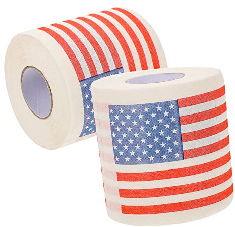 IWOWHERO Bedrucktes Toilettenpapier Mit Amerikanischem Flaggen-design Haushaltspapierrollen 2 Rollen Weiches Saugfähiges Badezimmerpapier